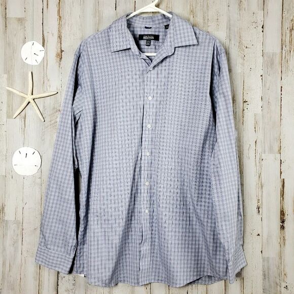 Kenneth Cole Reaction Button Down Shirt Lavendar Blue Size Large - Picture 1 of 8